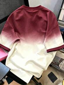 Manfinity Hypemode 美式復古藍白漸層印花 NY Logo 圓領上衣，街頭風圓領短袖 T-shirt，男女款圖案 T-shirt，適合日常、度假、休閒外出 - 彩色 - 查看 2