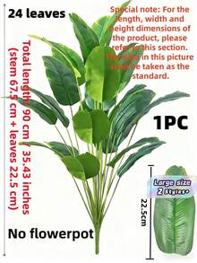 Large Artificial Bird Of Paradise Tree, Complete With Tropical Artificial Banana Leaves, Large Plant Leaves, Plastic Palm Plants, And Realistic Tactile Leaves, Suitable For Home Garden Decoration. Slight Differences Exist Before And After Assembly. - Green - View 6