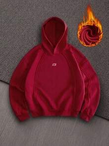 HIMLAND Burgundy Men's Casual Hoodie - Burgundy - View 8