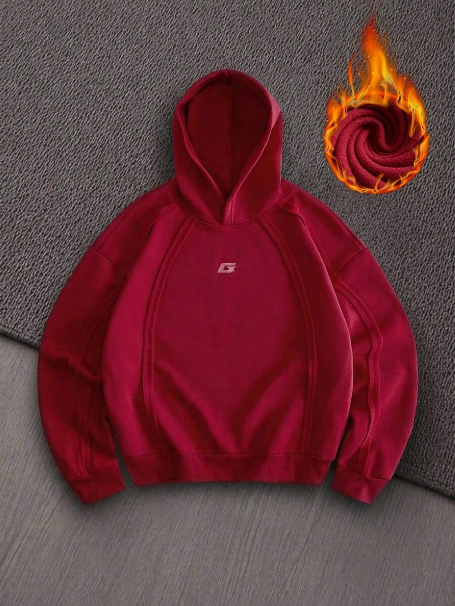 HIMLAND Burgundy Men's Casual Hoodie - Burgundy - View 1