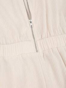 SHEIN Jumpsuit Wanita Berkerudung dengan Resleting Depan, Pinggang Tinggi, Karet Elastis, Saku, Lengan Panjang Longgar, dan Manset. - Putih - View 6