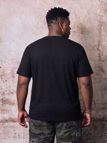 Skyrend Plus Size Men's Solid Color Loose Short Sleeve T-Shirt, Spring Undershirt, Suitable For Spring And Summer Gothic Punk Streetwear For Emo Boy Graphic Tee Men Grunge - Black - View 2