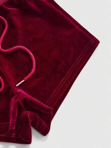 ROMWE Grunge Punk Women's Drawstring Waist Cross Pattern Casual Daily Shorts - Burgundy - View 5