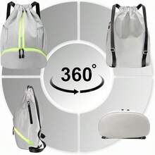 1pc Sports Drawstring Backpack For Men Women, String Bag With Shoe Compartment & Waterproof Wet Pocket, Adjustable Wide Straps, Gym Swimming Soccer Basketball Storage Bag - Multicolor - View 12