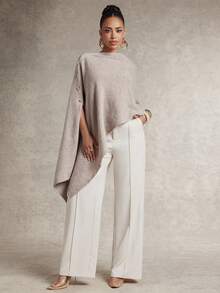Silquee Women's Fashion Versatile Button Asymmetrical Hem Knit Top - Khaki - View 7