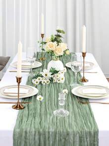 1/2PCS Bohemian Polyester Pleated Solid Fabric Table Runner For Holiday Home Room Wedding Decoration - Multicolor - View 9