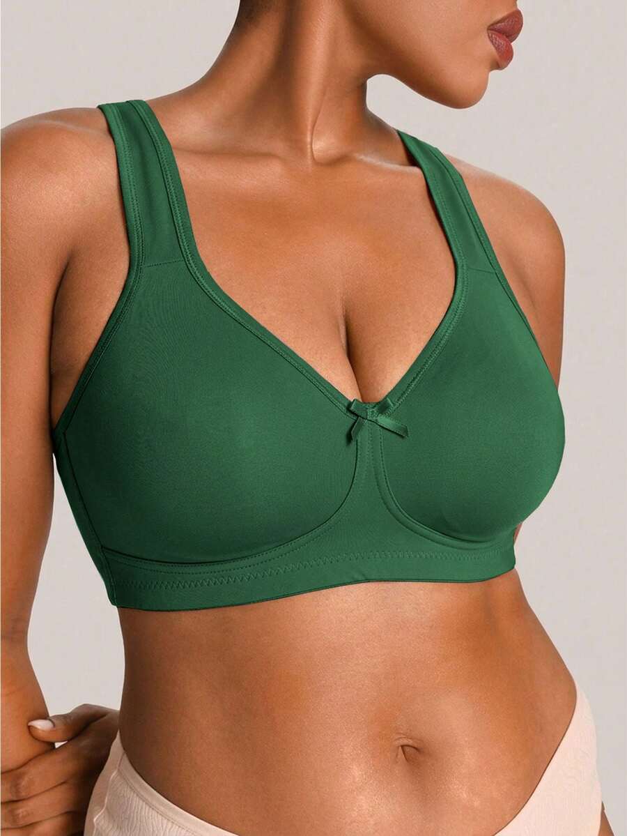Barelissa Sujetador sin aros con cierre delantero talla grande, 1 pieza - Verde militar - Ver 1