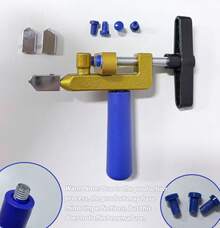2-In-1 Manual Glass & Tile Cutter With Rhinestone Wheel Roller - DIY And Construction Precision Cutting Tool, Adjustable Metal Base & Clamp, Lightweight Portable Design (Sturdy Frame + Blue Screws), Ergonomic Handle, Structure - multicolor - View 8