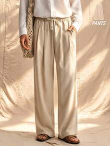 Manfinity Swimmode 男士休閒純色度假長褲 - 卡其色 - 查看 7