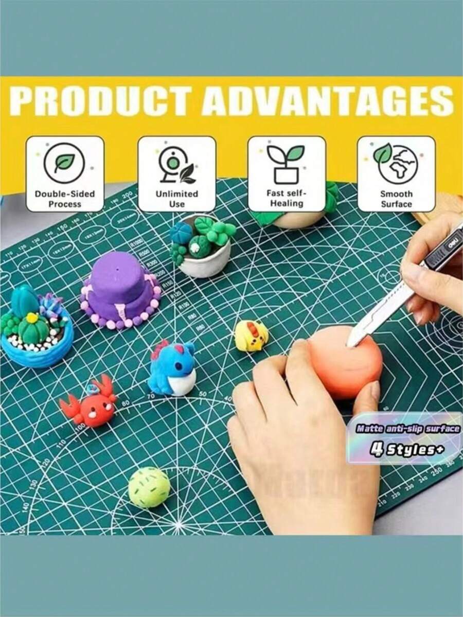 Ultra Size Self Healing Cutting Mat Suitable For Fabric,Paper And Cardboard - Heavyweight Craft,Office,School, - Green Grid Layout And White Edges For Precise Alignment - Soft And Sturdy Surface,Long Lasting