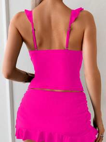 Swim Basics Women's Summer Sexy Spaghetti Strap Bikini Set - Hot Pink - View 2
