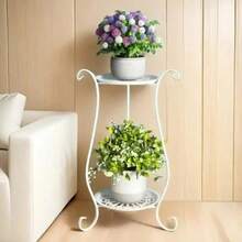1pc Minimalist European Style Double-Layer Metal Flower Stand, Floor Standing Flower Rack, For Living Room And Indoor Space Decor - multicolor - View 4