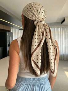 Glamine 1件女款優雅圓點緞面方巾，法式女士絲巾，輕盈透氣，適合各種場合，母親節禮物 - 香檳色 - 查看 6
