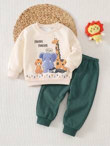 SHEIN LMoss Kids 兒童嬰兒圓領休閒舒適套裝 秋季寶寶 - 彩色 - 查看 6