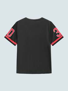 Modcrash Conjunto de chándal gráfico de Los Angeles con bloques de color para hombre, camiseta de punto con cuello redondo y pantalones cortos con cordón y bolsillos, talla grande - Negro - Ver 7