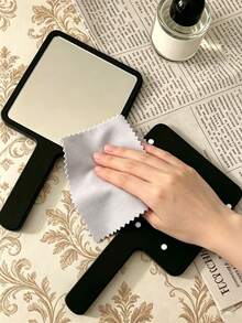 Square Handheld Makeup Mirror With Handle, HD Clear Portable Hand Mirror, Polka Dot Cosmetic Mirror For Daily Makeup & Travel - Multicolor - View 2
