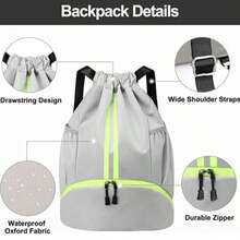 1pc Sports Drawstring Backpack For Men Women, String Bag With Shoe Compartment & Waterproof Wet Pocket, Adjustable Wide Straps, Gym Swimming Soccer Basketball Storage Bag - Multicolor - View 11