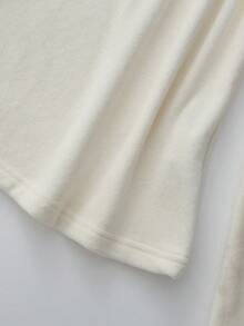 Franclia New Winter Thermal Lined Versatile Round Neck Long Sleeve Women's T-Shirt - Beige - View 4
