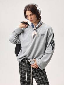 Vaulklash Men's Casual Personalized Fashion Printed Long Sleeve T-Shirt - Grey - View 1