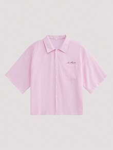 Whitmere Men's Summer Casual Solid Color Printed Short Sleeve Shirt, Tropical Beach Shirt For Vacation - Pink - View 5