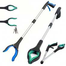 1Pc Pick-Up Clip, Grabber Tool, 32-Inch Foldable Reacher, Suitable For Elderly, Larger & Wider Claw Tip Trash Picker, With Strong Magnetic Tip Lightweight Litter Picker - Black Blue - View 3