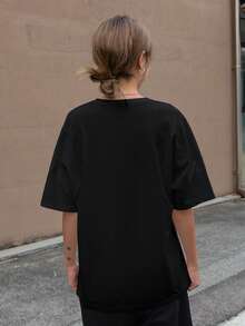 DAZY Solid Batwing Sleeve Tee Summer - Black - View 2