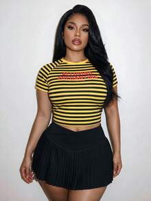 Zolique Women's Plus Size Solid Color Casual Versatile Daily Wear Sports Skort - Black - View 3