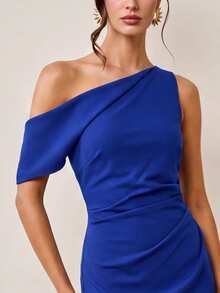 ZEYLAH Vestido largo elegante ajustado con fruncido primavera verano - azul real - Ver 2