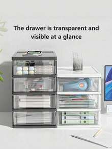 1-Piece Small Transparent Desktop Storage Box, Dustproof, Waterproof, And Anti Drop, High-End And Atmospheric, Easy To Store Without Taking Up Space, Suitable For Office Storage, Outdoor Tool Storage, Stationery Storage - Multicolor - View 2