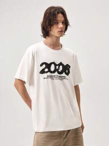 Vaulklash Men's Casual Letter Print Round Neck Short Sleeve T-Shirt, Summer - White - View 6