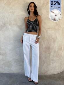 Aloruh Elegantes sexy Damen-Tanktop für den Urlaub, schwarz-weiß gepunktet, rückenfrei, Y2K Hot Girl Style, für Musikfestivals und Sommerurlaub - Schwarz und Weiss - Übersicht 3