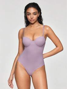 SHAPORA Women's Solid Color Spaghetti Strap Camisole Shapewear - Dusty Pink - View 4