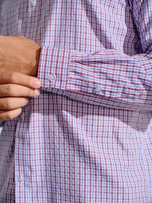 VeloEdit Men's Casual Commuter Plaid Long Sleeve Formal Shirt, Fall, Ceremony Old Money - Multicolor - View 8