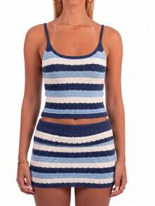 Ure Wave Women's Casual Summer Striped Knit Camisole Tank Top - Multicolor - View 6