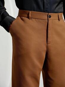 VeloEdit Men's Solid Vest And Trousers Formal Suit Set For Work,Dress Outfits For Men, Ceremony Wedding Fall Winter Business Commute‌ Old Money - Brown - View 8