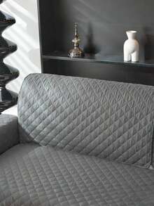 Grey Checkerboard Sofa Cover Waterproof Non Slip Cushion Protection Modern Home Decor Stretchable Fit Machine Washable All Season Use - Dark Grey - View 2