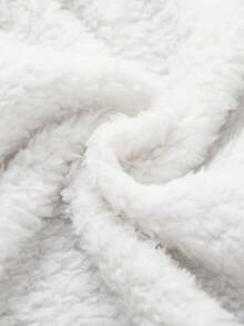 SHEIN Newborn Baby Cute Bear Embroidered 3D Ear Thick Hooded Waist Robe Autumn - White - View 4