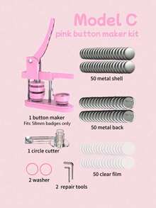 Badge Maker Press Machine Punch Kit, Suitable For Making Fridge Magnets, Brooches, Badges, Includes Round Cutter, Ideal For Christmas, Halloween Crafts And Personalized Gifts, No Installation Required - multicolor - View 13