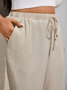 SHEIN Essnce Plus Size Casual Versatile Solid Color Loose Pants - Multicolor - View 9