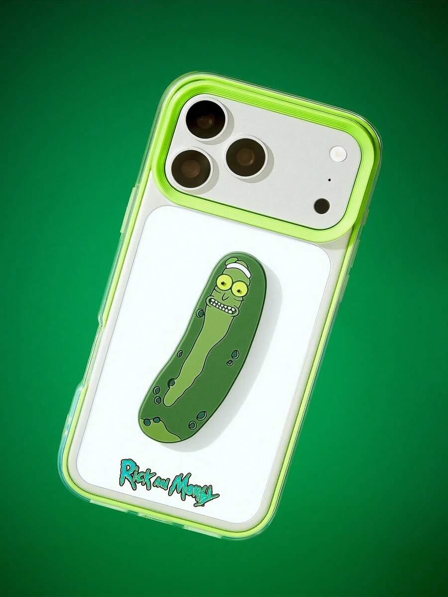 Rick and Morty X SHEIN 卡通圖案綠色邊框手機殼,防摔保護 13-17 手機殼 - 彩色 - 查看 1