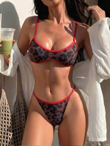 Swim SXY 女款比基尼泳衣 性感純色拼色比基尼，內建胸墊短版背心式泳衣，適合度假、海灘穿搭、Y2K、健身套裝，情人節新年派對度假穿搭，城市到海灘波希米亞風 SS26 春夏海灘裝 - 彩色 - 查看 3