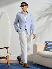 VeloEdit Men Solid Suit Pants Formal, CeremonyFall Winter Business Commute‌ Old Money - White - View 2