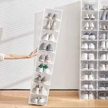 8pcs Clear Shoe Storage Boxes Stackable Sneaker Organizer With Transparent Foldable Shoebox Dustproof Plastic Shoe Display Shoe Container For Closet Bedroom Home Space Saving Storage For Men Women - View 6