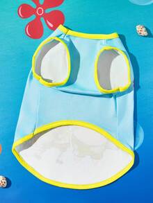 SpongeBob SquarePants | SHEIN 可愛海洋卡通寵物背心，四季通用透氣背心，尺寸 XXS-XXXXXL 適用貓狗，柔軟輕盈，適合日常散步與居家穿著 - 湖綠色 - 查看 4