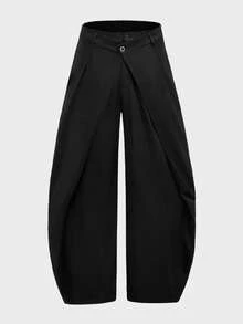 SWAVVY Pantalones largos casuales de unicolor 2 en 1 para hombres - Negro - Ver 5
