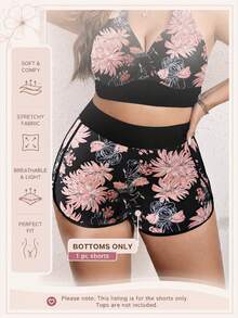 SHEIN Swim Curve Plus Size Women's Random Digital Print Casual Sport Beach Swimsuit Bottom For Summer Beach Vacation - Multicolor - View 7