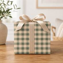 5m Roll Kraft Paper With Green Plaid Pattern, 43cm X 500cm Thick Gift Wrapping Paper For Christmas, New Year, Birthday, Bachelorette Party, Holiday Decoration - Green Plaid - 5m - View 4