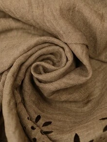 Brillora Elegante Damen-Hose mit elastischem Bund, Sommer-Boho-Lässig-Urlaubs-Shorts aus gewebtem Stoff in Unifarbe, locker geschnitten, schlicht, mit Lochblumen, Khaki-Grün, kurze Strandhose - Khaki - Übersicht 6