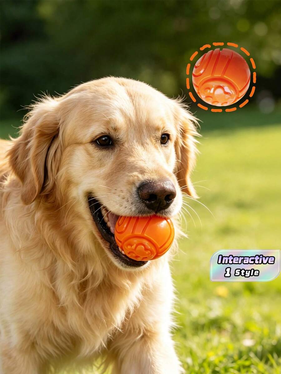 1 Rubber Pet Food Leakage Chewing Toy Ball - Orange - View 1