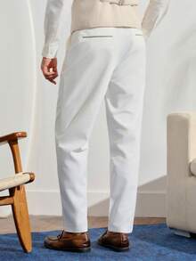 VeloEdit Men Solid Suit Pants Formal, CeremonyFall Winter Business Commute‌ Old Money - White - View 3